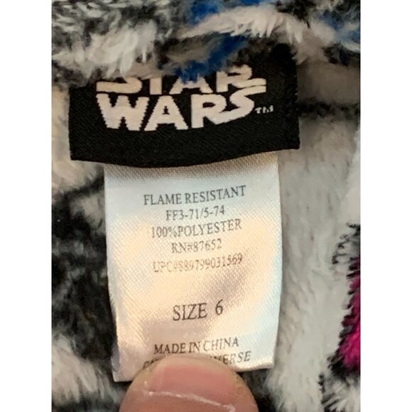 Star Wars Kids Robe Size 6 Flame Resistant R2-D2 Print Belted Plush Sleepwear - Picture 4 of 10